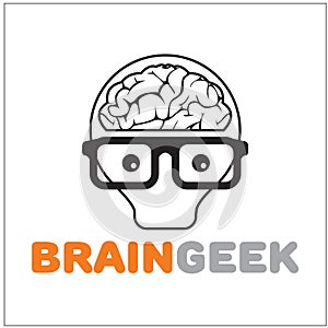 Brain geek Simple Logo Vector Ilustration