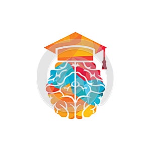 Brain and graduation cap icon design.