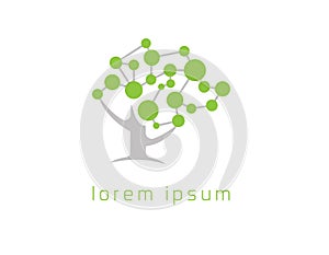 Brain green tree logo
