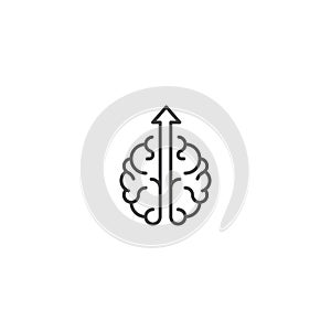 Brain grow arrow up. Vector outline icon template