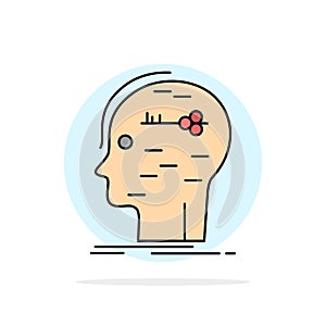 brain, hack, hacking, key, mind Flat Color Icon Vector