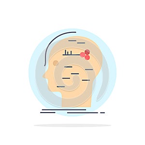 brain, hack, hacking, key, mind Flat Color Icon Vector