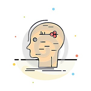 brain, hack, hacking, key, mind Flat Color Icon Vector