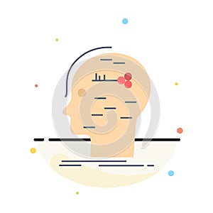 brain, hack, hacking, key, mind Flat Color Icon Vector