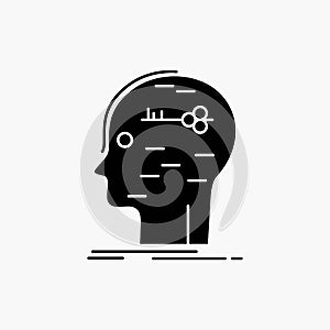 brain, hack, hacking, key, mind Glyph Icon. Vector isolated illustration