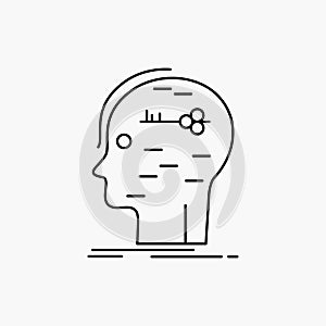 brain, hack, hacking, key, mind Line Icon. Vector isolated illustration