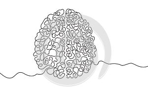 Brain Hand drawn icon continuous line drawing. Human organs Creative abstract art background Trendy concept One single