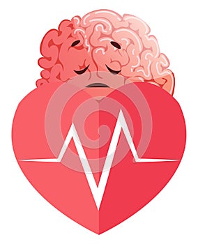 Brain has heart issues, illustration, vector