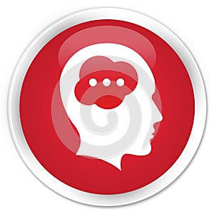 Brain head icon premium red round button