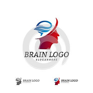 Brain Head Logo Vector Template. Man head. People symbols. Mind Logo Concepts