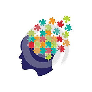 Brain head puzzle logo