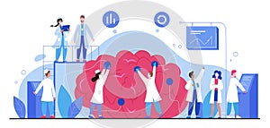 Brain health, mental investigation character flat vector illustration, medicine abstract concept