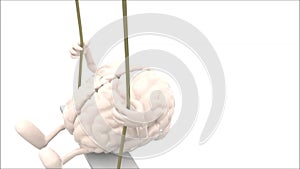 Brain an heart with arms and legs on a swing