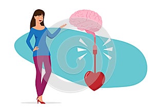 The brain and heart are connected electrically. Logical thinking and emotions The female characters demonstrate the connection