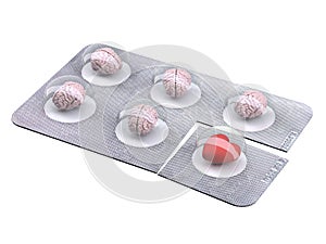 Brain and heart pills in blister