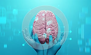 brain of human healthcare illustration rendering, health of neuron cell