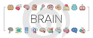 brain human mind head idea icons set vector