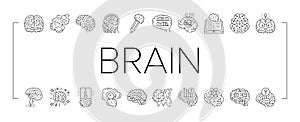 brain human mind head idea icons set vector