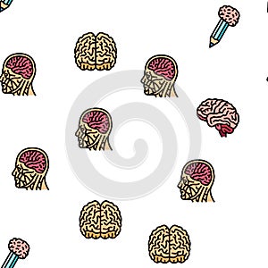 brain human mind head idea vector seamless pattern