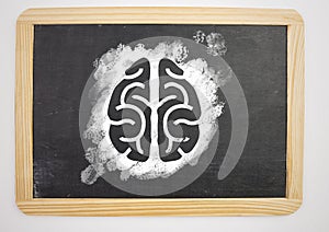 brain icon on blackboard