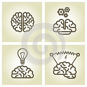 Brain icon - invention and inspiration symbols photo