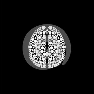 Brain icon silhouette on a black background