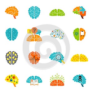 Brain icons flat photo