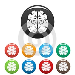 Brain icons set color