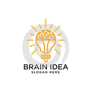 Brain idea logo design illustration concept with idea icon vector template