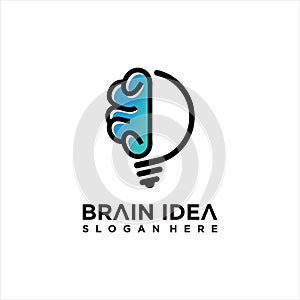 Brain Idea Logo Design Vector, Creative Bulb Brain Logo Design Temptate