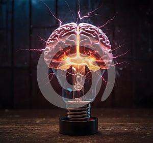 Brain Illumination in a Light Bulb AI Generated