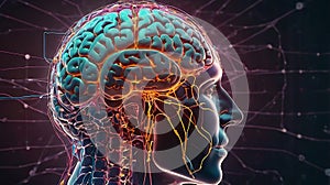 brain Illustration with Colorful Animative Design photo
