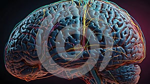 brain Illustration with Colorful Animative Design photo