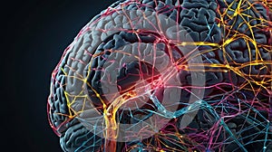 brain Illustration with Colorful Animative Design photo