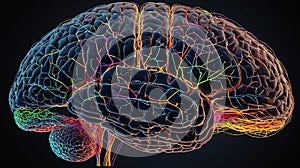 brain Illustration with Colorful Animative Design photo