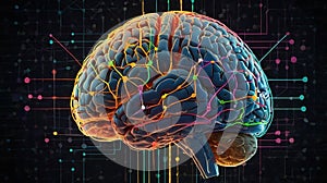 brain Illustration with Colorful Animative Design photo