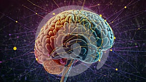 brain Illustration with Colorful Animative Design photo
