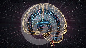 brain Illustration with Colorful Animative Design photo