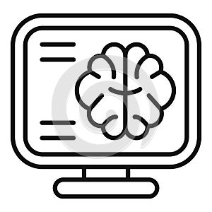 Brain image monitor icon outline vector. Scan mri lab