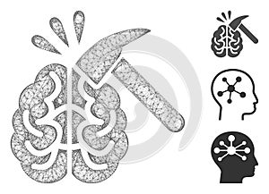 Brain Impact Polygonal Web Vector Mesh Illustration