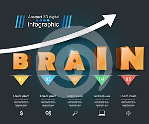 Brain infographic and business icon.