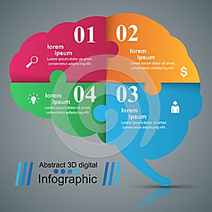 Brain infographic and business icon.