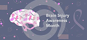 Brain injury awareness month in March. Neurology healthcare, dementia, Alzheimer metaphor. Anatomical science of brain