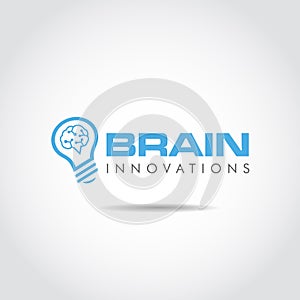 Brain Innovations Logo Template. Brain and Lamp idea concept. Vector Illustrator eps.10