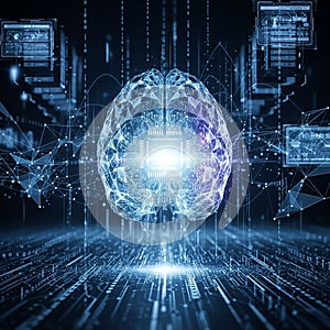 Brain integrated with circuit patterns symbolizing artificial intelligence