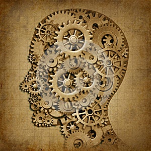 Brain intelligence grunge machine medical symbol