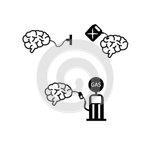 Brain intelligence icons isolated on white background