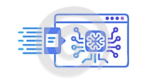 Brain Interface for AI Computing and Cognitive Data Flow, vector design Generative AI