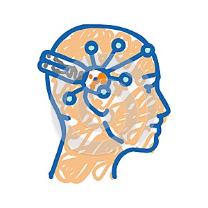 brain interface device future technology icon doodle illustration