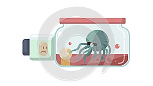 Brain in a Jar Artificial Intelligence Concept Vector, vector design Generative AI